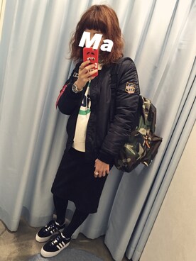 「RCWB（アールシーダブリュービー）のアイテム（スウェット）」を使った、ちゃんぐー♡♡♡さん（レディース・162cm）の冬コーディネート