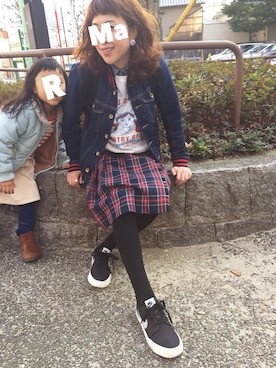 「オンザ眉毛」｜「アイテム（デニムジャケット）」を使った、ちゃんぐー♡♡♡さん（レディース・162cm）の冬コーディネート