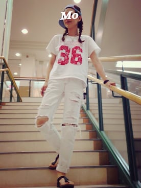 「RCWB（アールシーダブリュービー）のアイテム（帽子）」を使った、ちゃんぐー♡♡♡さん（レディース・166cm）の春コーディネート