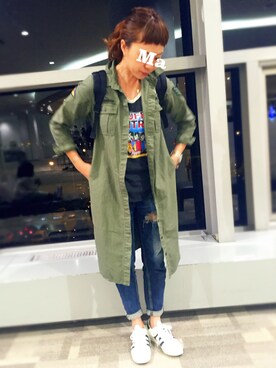 「ミニタリー」｜「アイテム（ワンピース/ドレス）」を使った、ちゃんぐー♡♡♡さん（レディース・162cm）の秋コーディネート