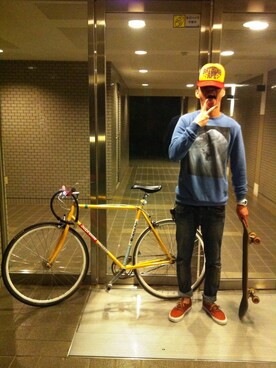 「AAPE BY A BATHING APE（エーエイプバイアベイシングエイプ）のアイテム（帽子）」を使った、Bambooさん（メンズ・179cm）の夏コーディネート