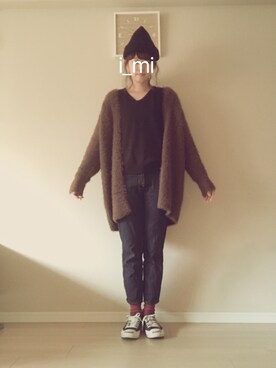 「もけもけ」｜「アイテム（ニットキャップ/ビーニー）」を使った、imさん（レディース・163cm）の秋コーディネート