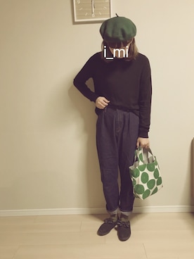 「おうちスタイル」｜「アイテム（ハンチング/ベレー帽）」を使った、imさん（レディース・163cm）の冬コーディネート