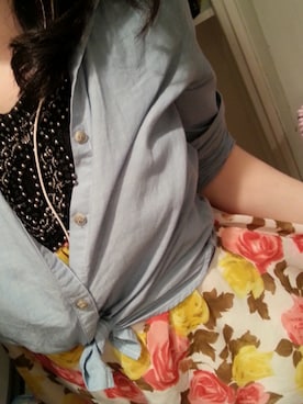 「RETRO GIRL（レトロガール）のアイテム（チュニック）」を使った、みきてぃーさん（レディース・157cm）の夏コーディネート