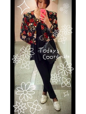 「花柄 トップス」｜森彩夏さん（レディース・168cm）の秋コーディネート