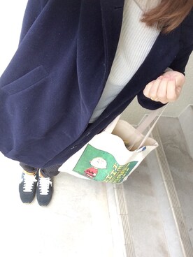 「SEVENDAYS=SUNDAY（セブンデイズサンデイ）のアイテム（エコバッグ/サブバッグ）」を使った、hfさん（レディース・150cm）の冬コーディネート