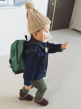 「OSHKOSH（オシュコシュ）のアイテム（デニムジャケット）」を使った、hfさん（キッズ・90cm）の秋コーディネート