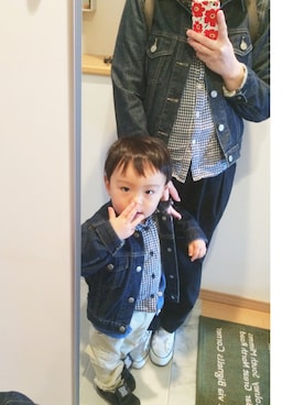 「OSHKOSH（オシュコシュ）のアイテム（デニムジャケット）」を使った、hfさん（キッズ・90cm）の春コーディネート