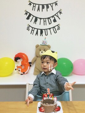 「DINNER（ディナー）のアイテム」を使った、hfさん（キッズ・90cm）の秋コーディネート