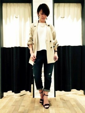 「アパートバイローリーズ」｜「アイテム（トレンチコート）」を使った、yato-miさん（レディース・155cm）の春コーディネート