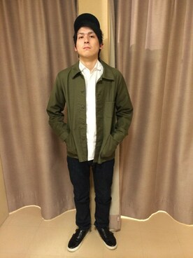 「GGD（ジージーディー）のアイテム（ミリタリージャケット）」を使った、HVC多摩センター店さん（メンズ・169cm）の春コーディネート
