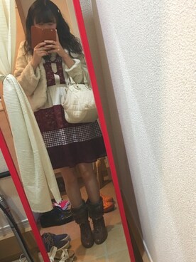 「axes femme（アクシーズファム）のアイテム（ブーティ）」を使った、erinaさん（レディース・162cm）の秋コーディネート