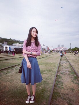 「Marc by Marc Jacobs（マークバイマークジェイコブス）のアイテム（アクセサリー）」を使った、Chiさん（レディース・168cm）の春コーディネート