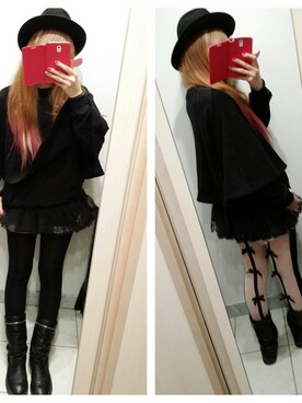 「スゥェット PAMEOPOSE
（スウェット、ブラック系）」を使った、erixbabyloveさん（レディース・164cm）の冬コーディネート