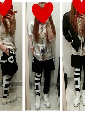「Tee
（Tシャツ/カットソー、ホワイト系）」を使った、erixbabyloveさん（レディース・164cm）の春コーディネート