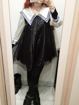 「lecoldefemmsのアイテム（シャツ/ブラウス、ホワイト系）」を使った、erixbabyloveさん（レディース・164cm）の冬コーディネート