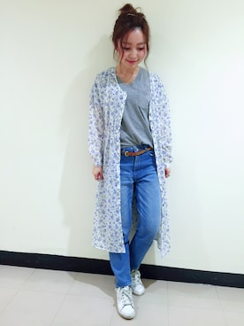 「カットオフデニム」｜もっちさん（レディース・158cm）の春コーディネート