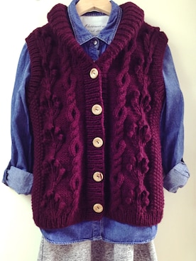 「アイテム（ベスト、レッド系）」を使った、Yukuleleさん（レディース・160cm）の秋コーディネート