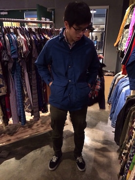 「WOOLRICH（ウールリッチ）のアイテム（ピーコート）」を使った、Kaichi さん（メンズ・176cm）の夏コーディネート