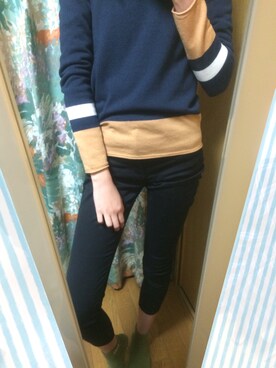 「AZUL（アズール）のアイテム（その他パンツ、ブラック系）」を使った、にんじん。さん（レディース・170cm）の冬コーディネート