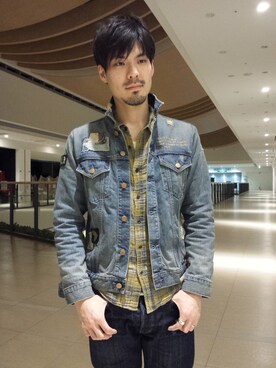 「TYPE BLUE（タイプブルー）のアイテム（デニムジャケット）」を使った、hirokiさん（メンズ・174cm）の冬コーディネート