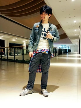 「TYPE BLUE（タイプブルー）のアイテム（デニムジャケット）」を使った、hirokiさん（メンズ・174cm）の春コーディネート
