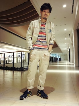 「マリン」｜「アイテム（ミリタリージャケット）」を使った、hirokiさん（メンズ・174cm）の春コーディネート