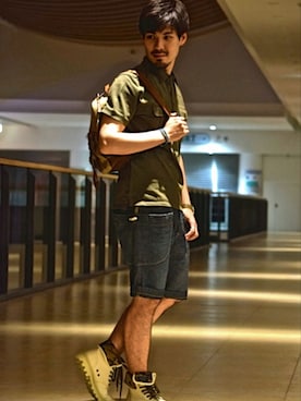 「膝上ショーツ」｜「アイテム（ブーツ）」を使った、hirokiさん（メンズ・174cm）の夏コーディネート