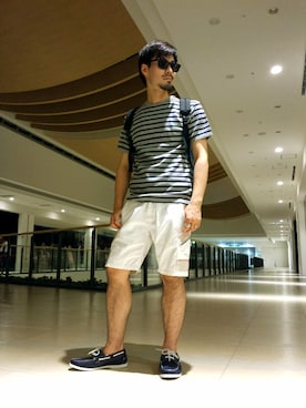 「AVIREX（アヴィレックス）のアイテム（モカシン/デッキシューズ）」を使った、hirokiさん（メンズ・174cm）の夏コーディネート