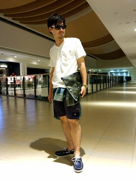 「AVIREX（アヴィレックス）のアイテム（モカシン/デッキシューズ）」を使った、hirokiさん（メンズ・174cm）の夏コーディネート