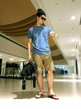 「膝上ショーツ」｜「アイテム（ニットキャップ/ビーニー）」を使った、hirokiさん（メンズ・174cm）の夏コーディネート