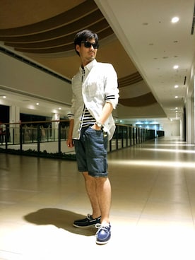 「AVIREX（アヴィレックス）のアイテム（モカシン/デッキシューズ）」を使った、hirokiさん（メンズ・174cm）の夏コーディネート