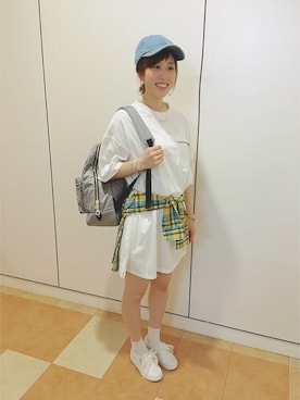 「ASZAKKA（アザッカ）のアイテム（バッグ）」を使った、さこさこぱんださん（レディース・158cm）の春コーディネート