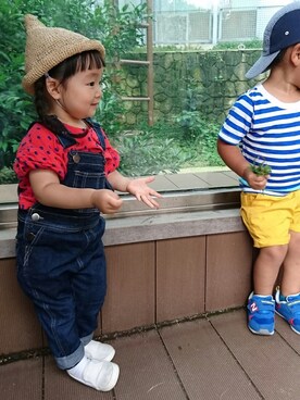 「2歳3ヶ月」｜「アイテム（オールインワン・サロペット）」を使った、ぴぃさん（キッズ・90cm）の夏コーディネート