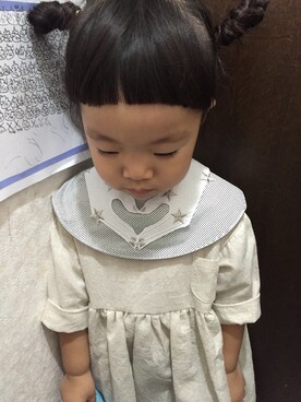 「アイテム（ママ＆ベビー、シルバー系）」を使った、ぴぃさん（キッズ・90cm）の秋コーディネート