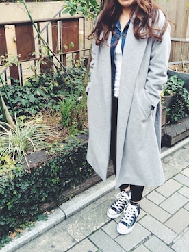「united arrows」｜「アイテム（デニムジャケット）」を使った、chike_chikaさん（レディース・165cm）の冬コーディネート