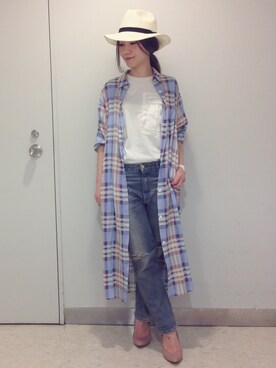 「ハットコーデ」｜Atsuko Yoshimotoさん（レディース・158cm）の春コーディネート