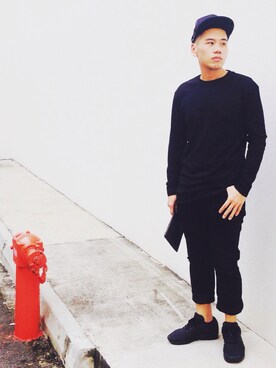 「Rick Owens（リックオウエンス）のアイテム（帽子）」を使った、Chelios さん（メンズ・173cm）の夏コーディネート