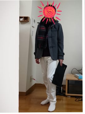 「tk.TAKEO KIKUCHI（ティーケータケオキクチ）のアイテム（ダッフルコート）」を使った、チビゆうきさん（メンズ・160cm）の冬コーディネート