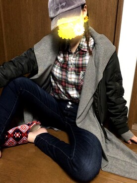 「学校」｜「アイテム（ブルゾン）」を使った、miyuさん（レディース・155cm）の秋コーディネート