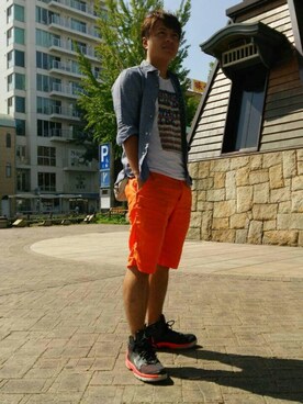 「アイテム（ボディバッグ/ウエストポーチ、シルバー系）」を使った、K-37さん（メンズ・170cm）の夏コーディネート