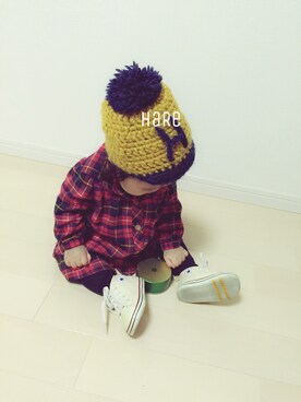 「アイテム（シャツワンピース）」を使った、HHさん（キッズ・60cm）の秋コーディネート