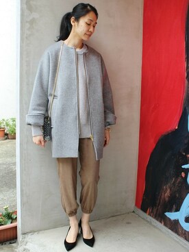 「edit for lulu」｜「アイテム（その他アウター）」を使った、Ayakoさん（レディース・163cm）の秋コーディネート