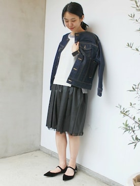 「edit for lulu」｜「アイテム（デニムジャケット）」を使った、Ayakoさん（レディース・163cm）の冬コーディネート