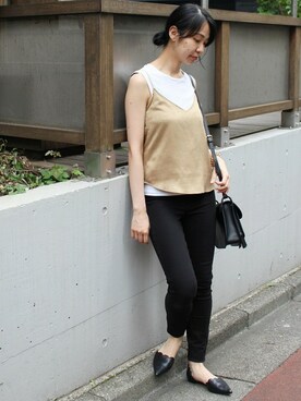 「アイテム（キャミソール、ベージュ系）」を使った、Ayakoさん（レディース・163cm）の夏コーディネート