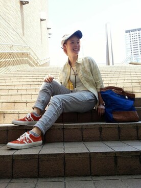 「ALOHA（アロハ）のアイテム」を使った、doco.さん（レディース・163cm）の夏コーディネート