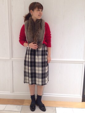 「O'NEIL of DUBLIN（オニールオブダブリン）の＜15秋冬＞【O'NEIL OF DUBLIN(オニール・オブ・ダブリン)】キルトスカート 124 HEAVY TWEED SOLID（スカート）」を使った、Bshop有楽町ルミネ店 スタッフさん（レディース・152cm）の秋コーディネート