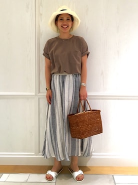 「DRAGON（ドラゴン）のアイテム（バッグ）」を使った、Bshop有楽町ルミネ店 スタッフさん（レディース・152cm）の夏コーディネート