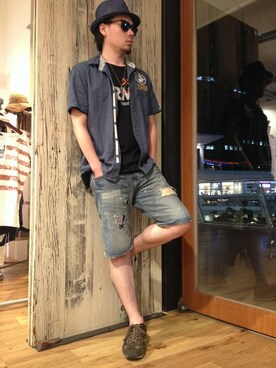 「TYPE BLUE（タイプブルー）のアイテム（Tシャツ/カットソー）」を使った、コウタさん（メンズ・178cm）の夏コーディネート