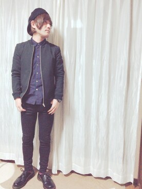 「STUDIOUS（ステュディオス）のアイテム（ノーカラージャケット）」を使った、yoshiさん（メンズ・165cm）の冬コーディネート